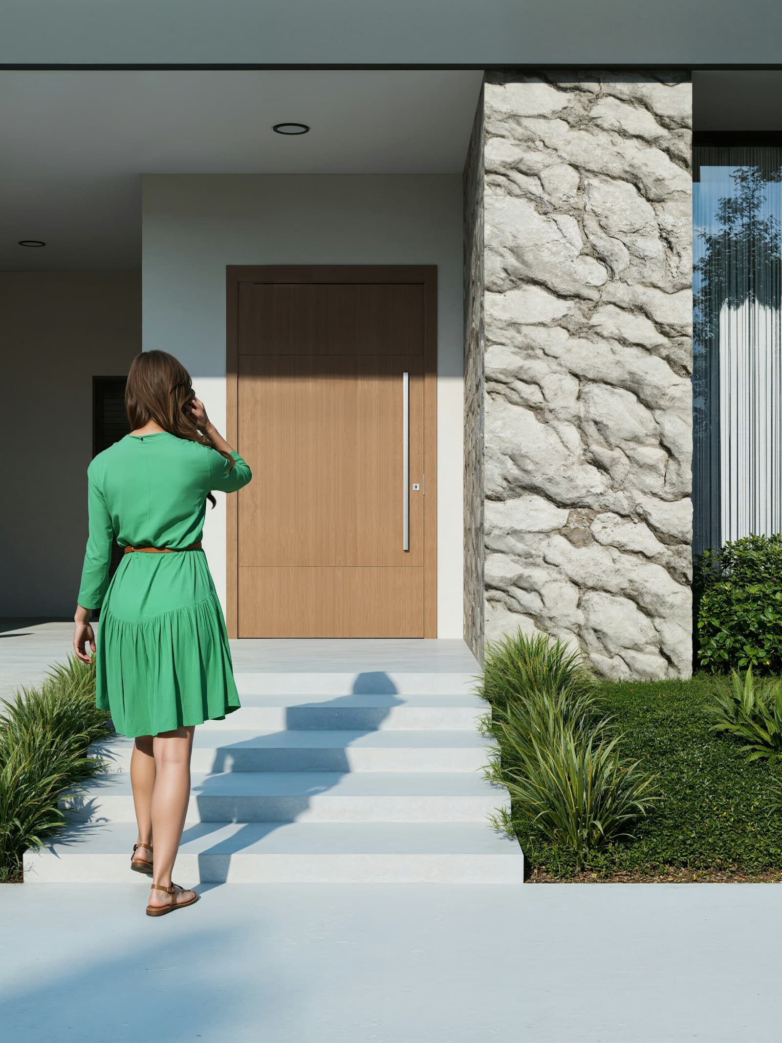 Approaching a modern luxury home
